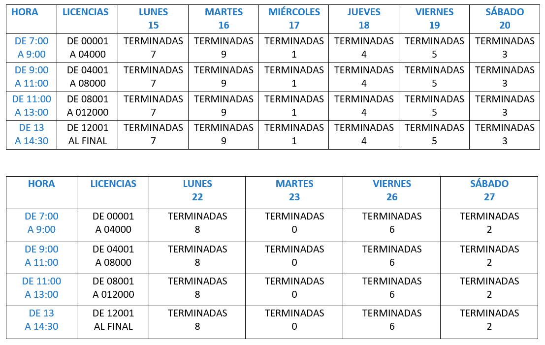 Calendario Tarifa 2026